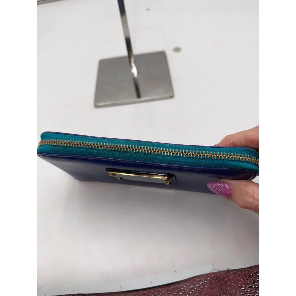 Marc by Marc Jacobs Standard Supply Navy Teal Leather Zip Around Wallet